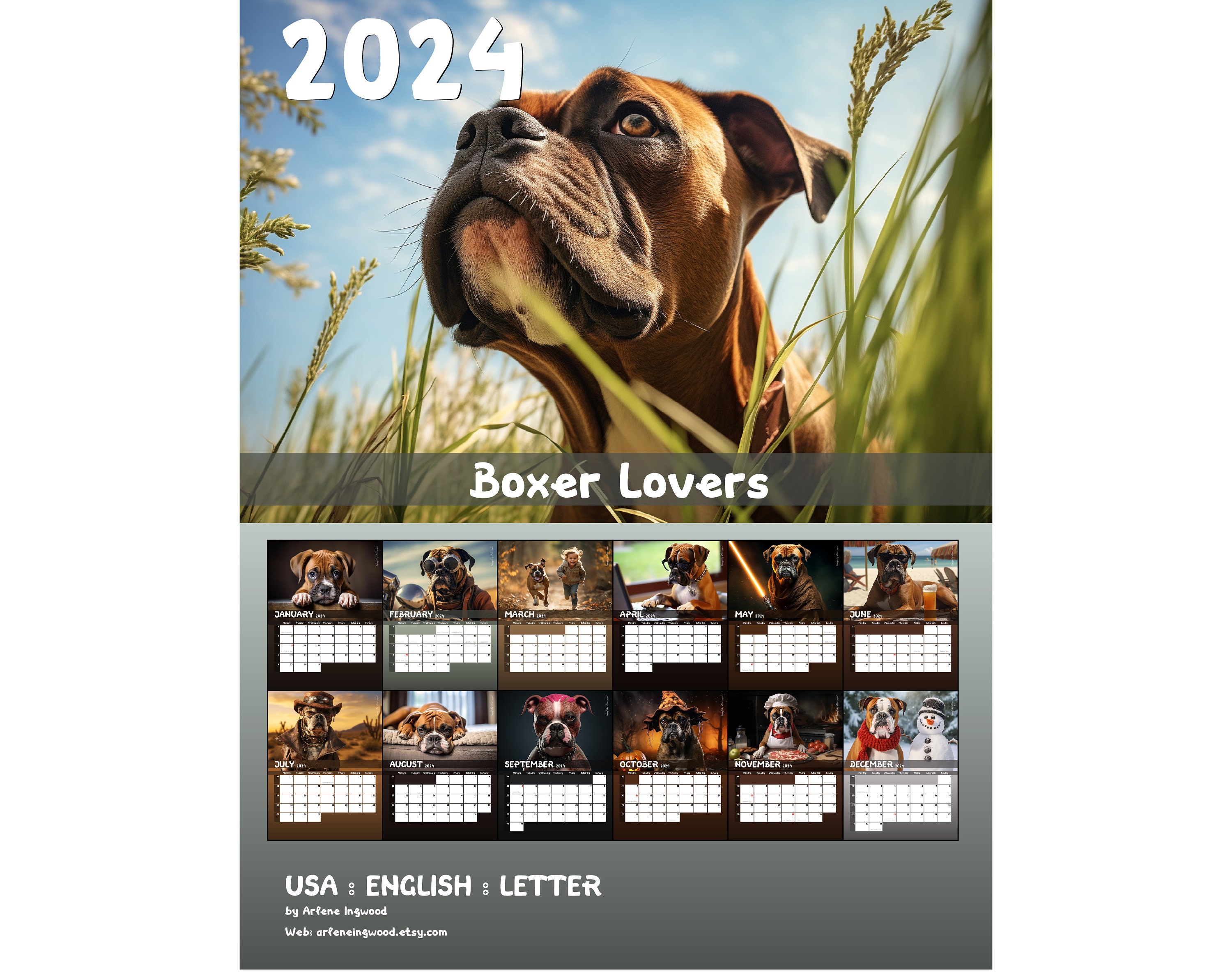 2024 Charming Boxers Printable Calendar USA Etsy 2024 Charming Boxers Printable Calendar USA Etsy