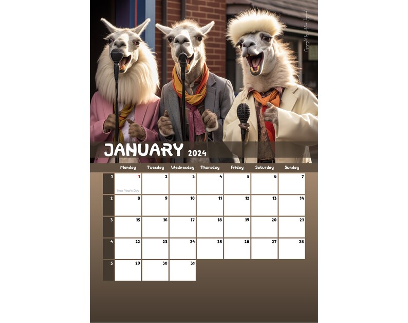 Llamas Unleashed 2024 Calendar Printable Nigeria - Etsy