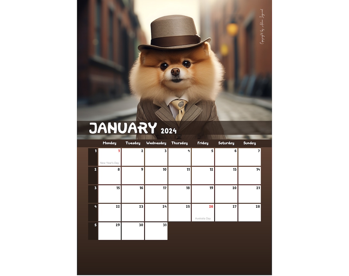 2024 Pomeranian Lovers Calendar Printable Australia Etsy