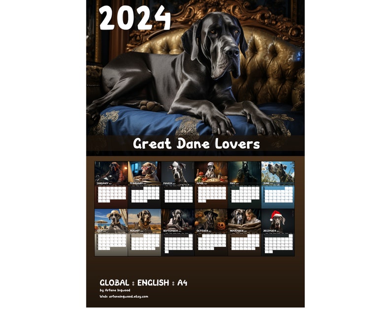 2024 Great Dane Calendar Printable Worldwide Etsy 2024 Great Dane Calendar Printable Worldwide Etsy