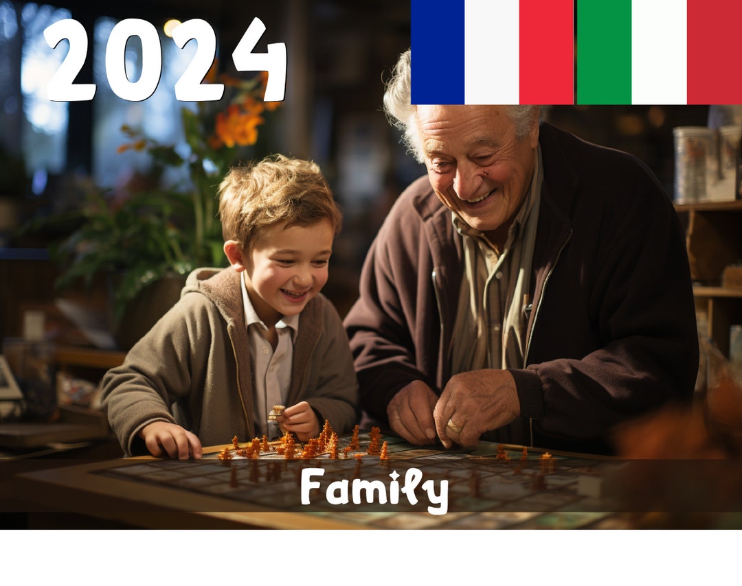 2024 Family Themed Calendar Printable French & Italy Etsy