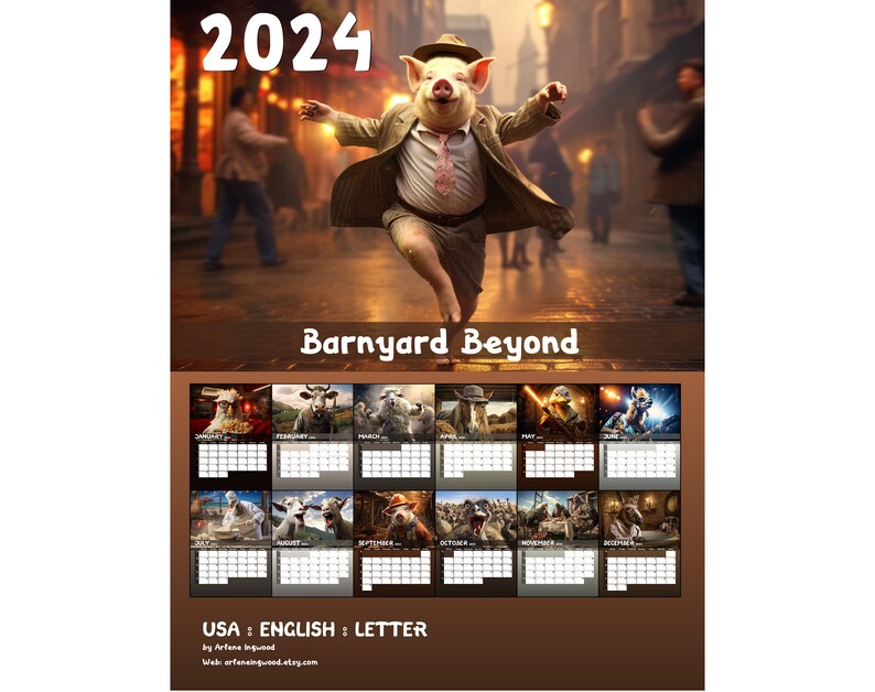 Barnyard Beyond 2025 Calendar Printable USA Etsy