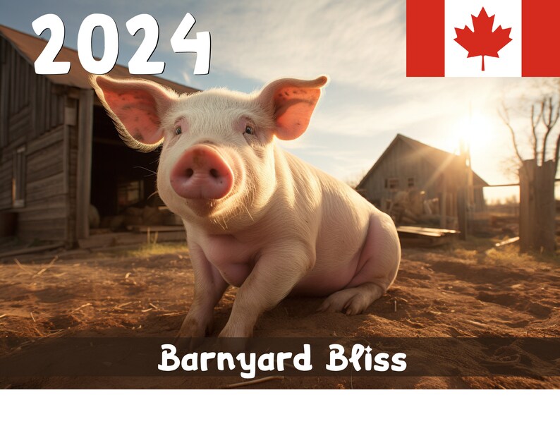 Barnyard Bliss 2024 Calendar Printable Canada Etsy