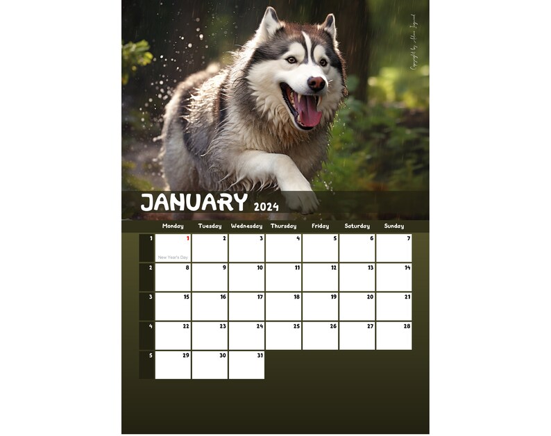 2025 Alaskan Malamute Calendar Printable United Kingdom Etsy UK
