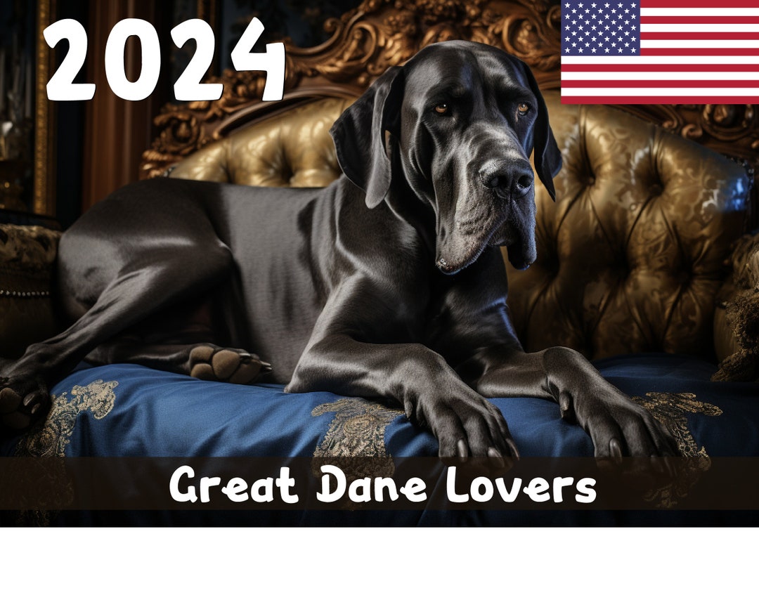 2024 Great Dane Calendar Printable USA Etsy