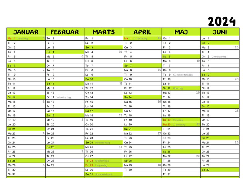 Holistic 2024 Calendar Printable PDF Scandinavia Etsy