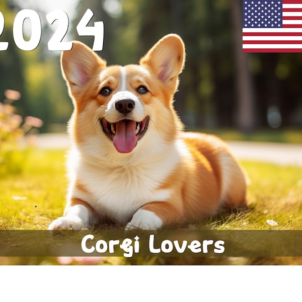 2024 Charming Corgi Lovers Printable Calendar - USA