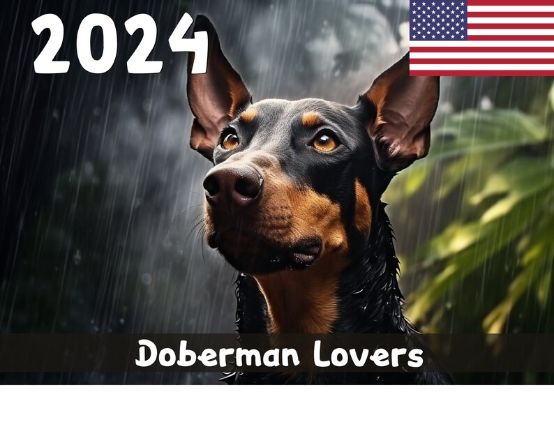 2024 Doberman Lovers Printable Calendar USA Etsy