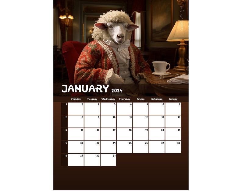 Wooly Wonders 2024 Calendar Printable Worldwide Etsy