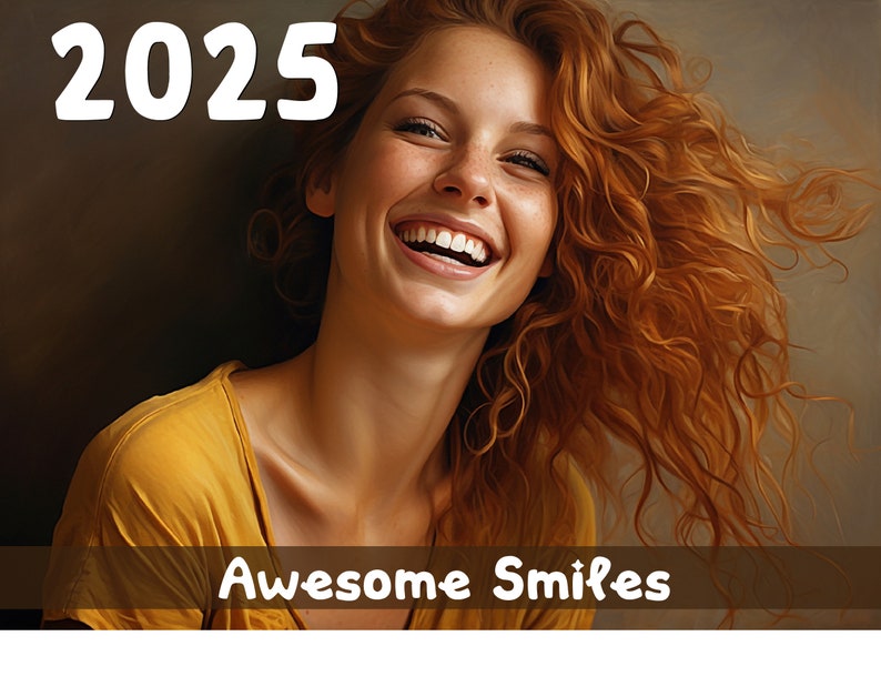 Awesome Smiles 2025 Wall Calendar Printable Etsy