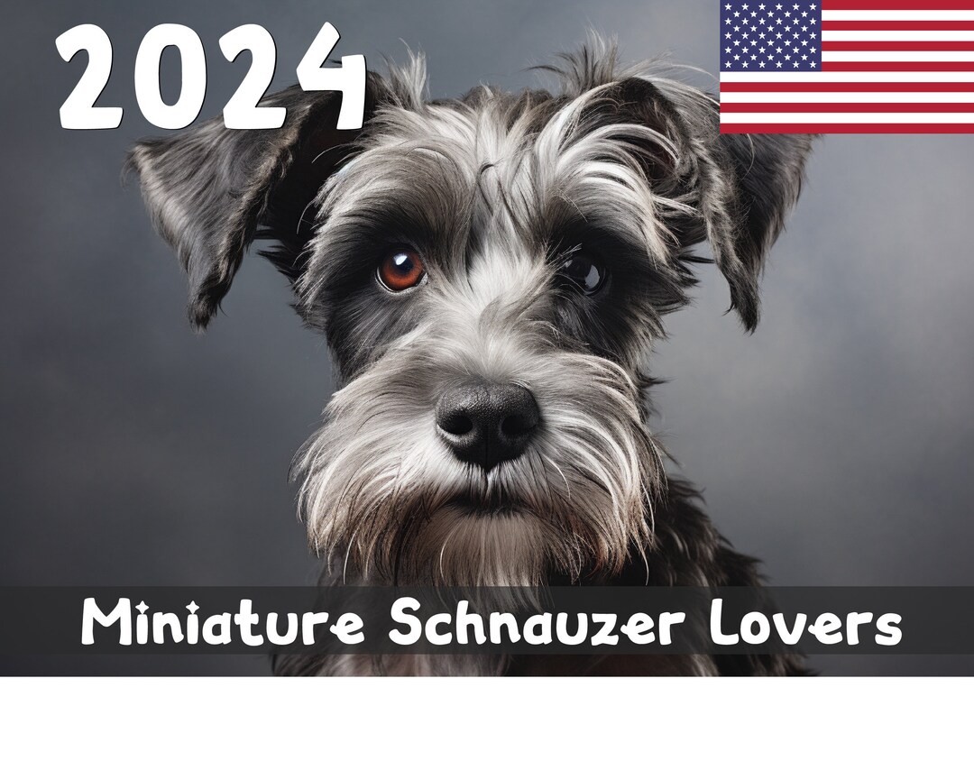 2024 Miniature Schnauzer Calendar Printable USA - Etsy