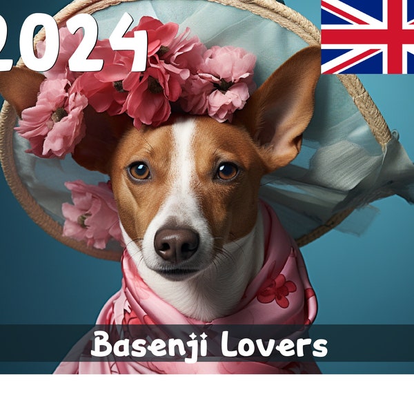 Calendrier des amoureux Basenji 2024 | Imprimable - Royaume-Uni