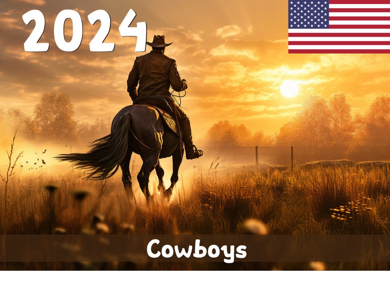 Cowboys 2024 Wall Calendar Printable USA Etsy