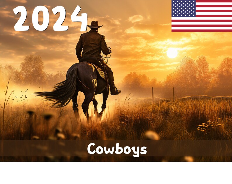 Cowboys 2024 Wall Calendar Printable USA Etsy