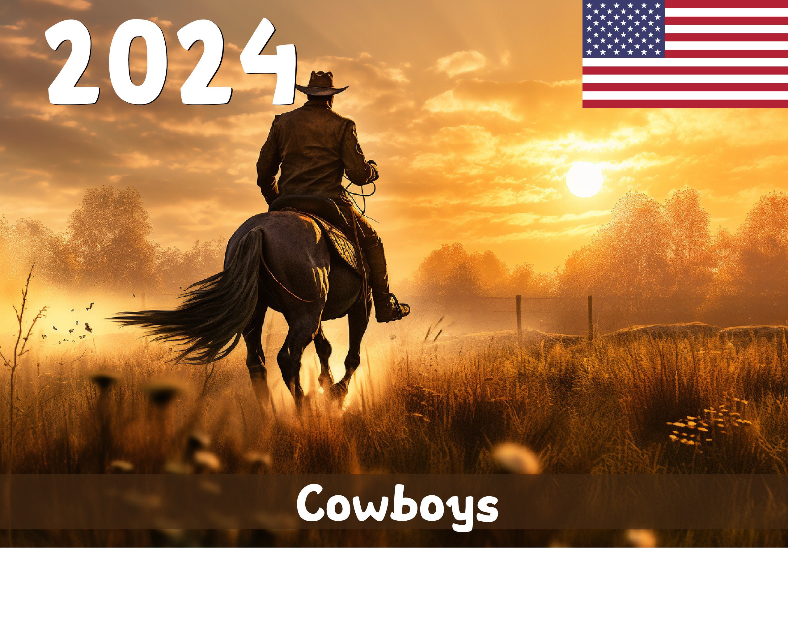 Cowboys 2024 Wall Calendar Printable USA - Etsy