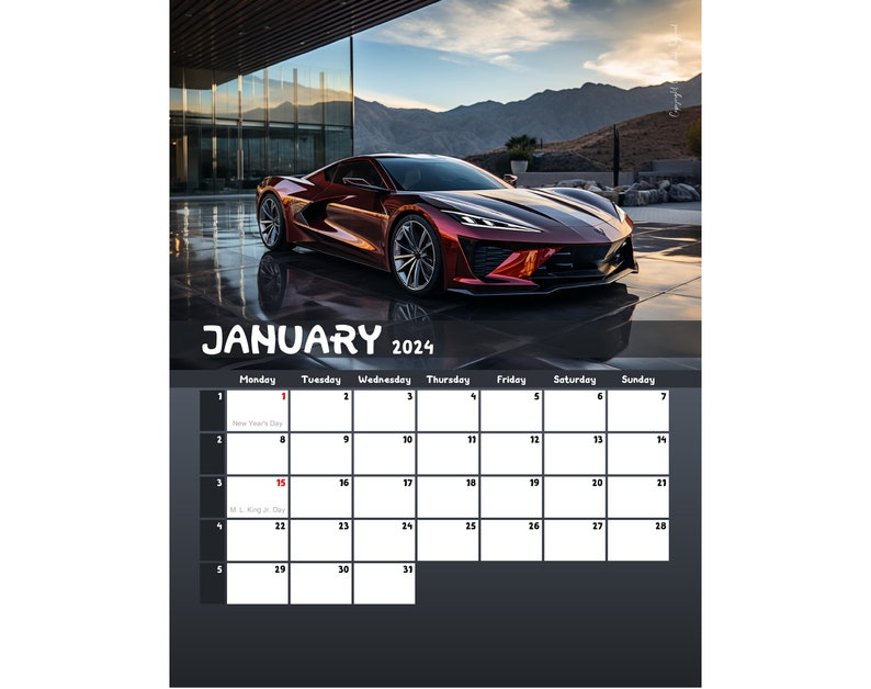 2025 Supercars Calendar Printable PDF USA Etsy