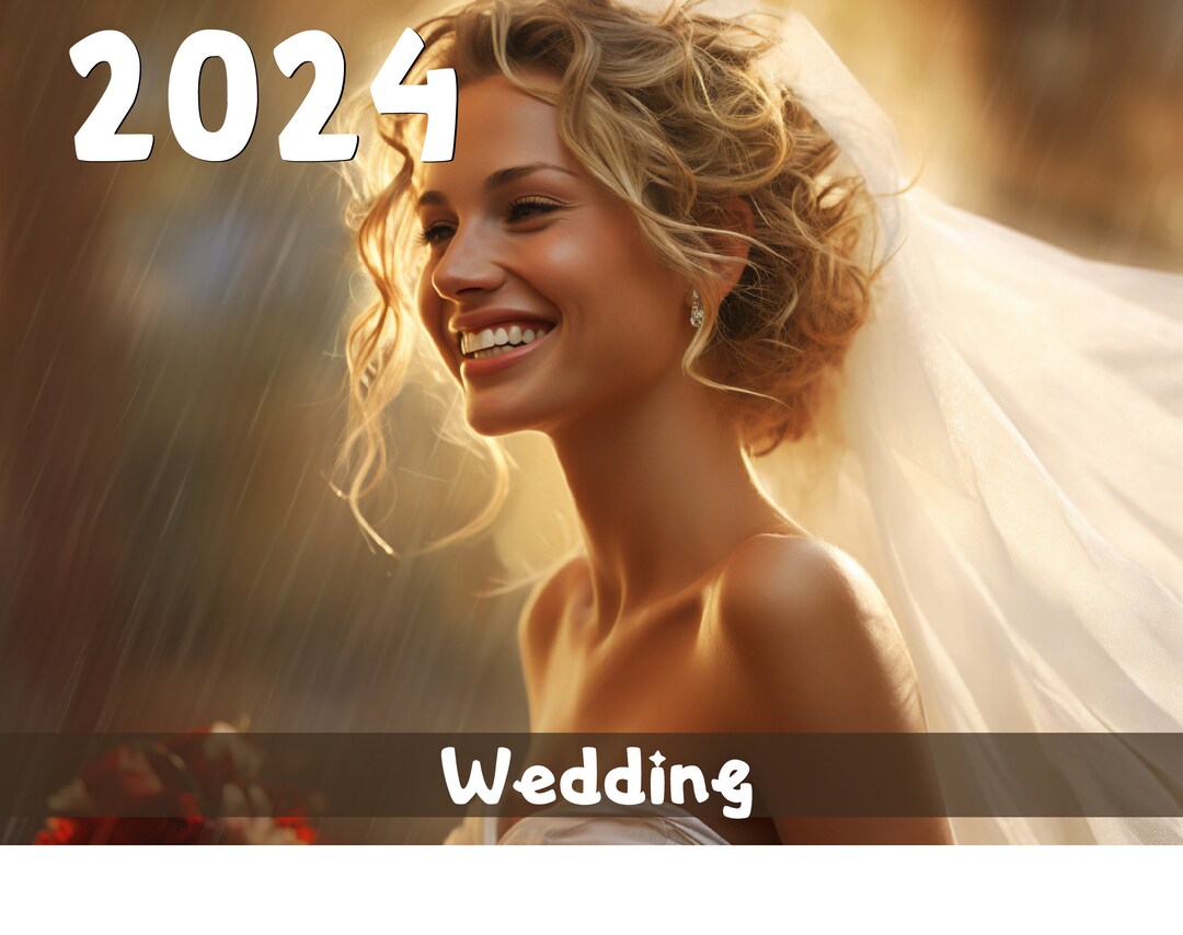Wedding 2024 Wall Calendar Printable Worldwide Etsy