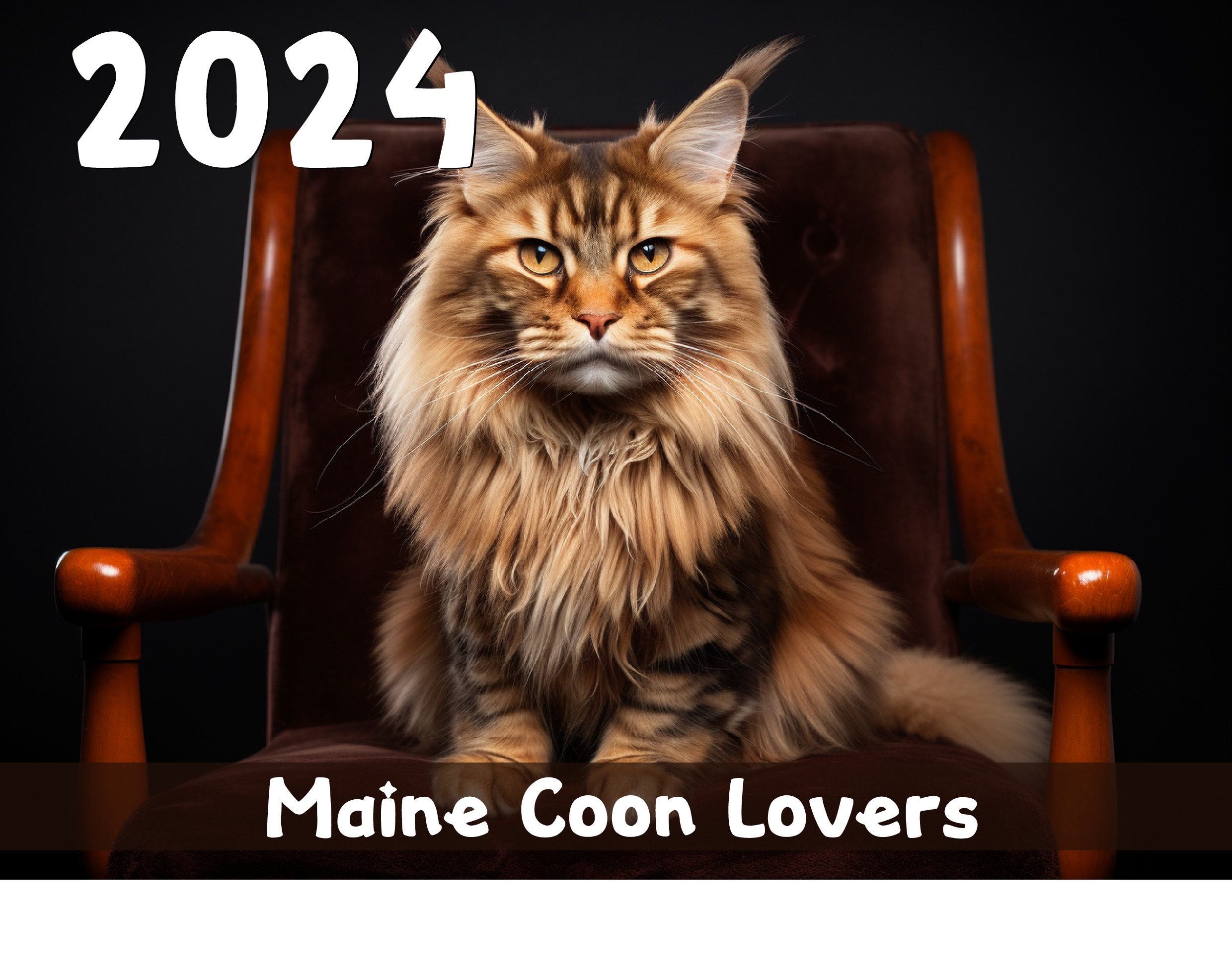 2024 Maine Coon Calendar Printable Worldwide Etsy