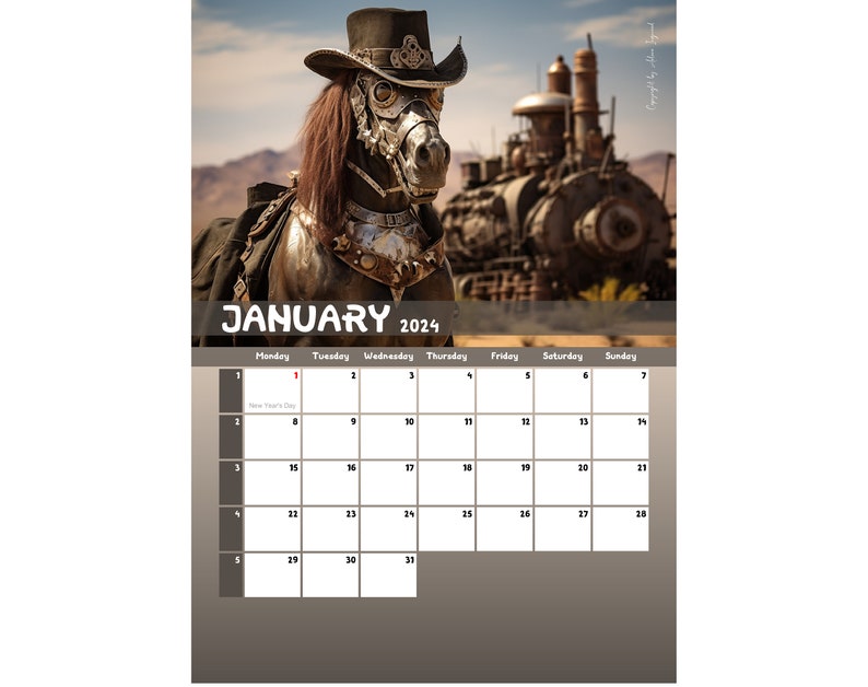 Mythical Mares 2024 Calendar Printable United Kingdom Etsy