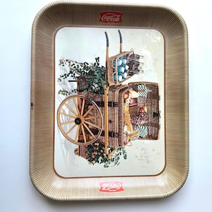 Vintage 1957 Coca-Cola Metal Serving Tray – Picnic Wagon Scene – Retro Coke Collectible – Original 50s Decor – Americana Art