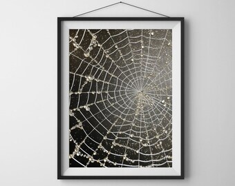 Sparkle Spider Web - Halloween Art Prints, Halloween Digital Prints, Halloween Printable Art, Fall Wall Decor