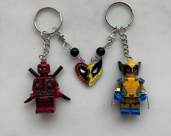 3D Minifigure Keychain - Deadpool and Wolverine Figures