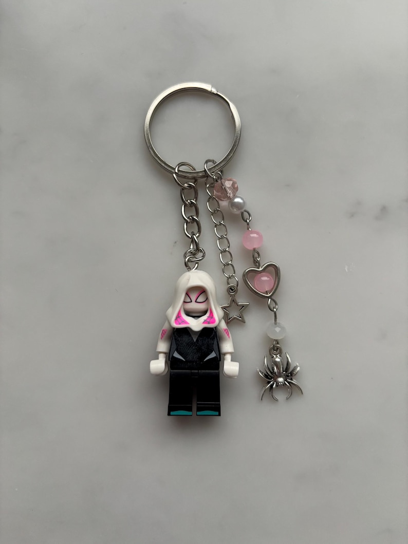 Miles Morales and Gwen Stacy Matching Keychain lego Inspired Etsy