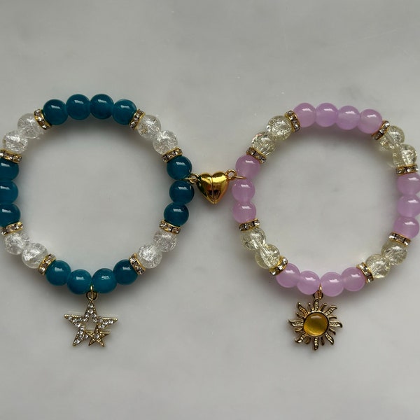 Bracelets assortis Raiponce et Flynn avec aimant coeur (du film Tangled)