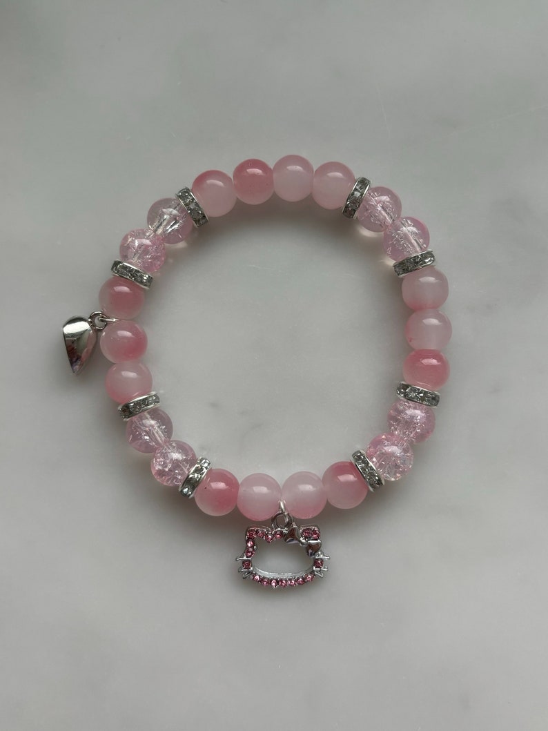 Hello Kitty Matching bracelets with heart magnet Pink