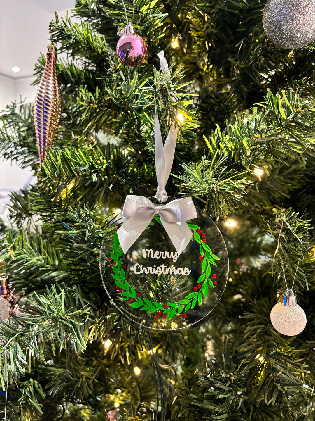 Personalised Christmas Tree Ornament Hand Painted Custom Etsy