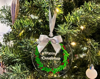 Adorno personalizado del árbol de Navidad, adorno personalizado pintado a mano, regalo de decoración del árbol de Navidad