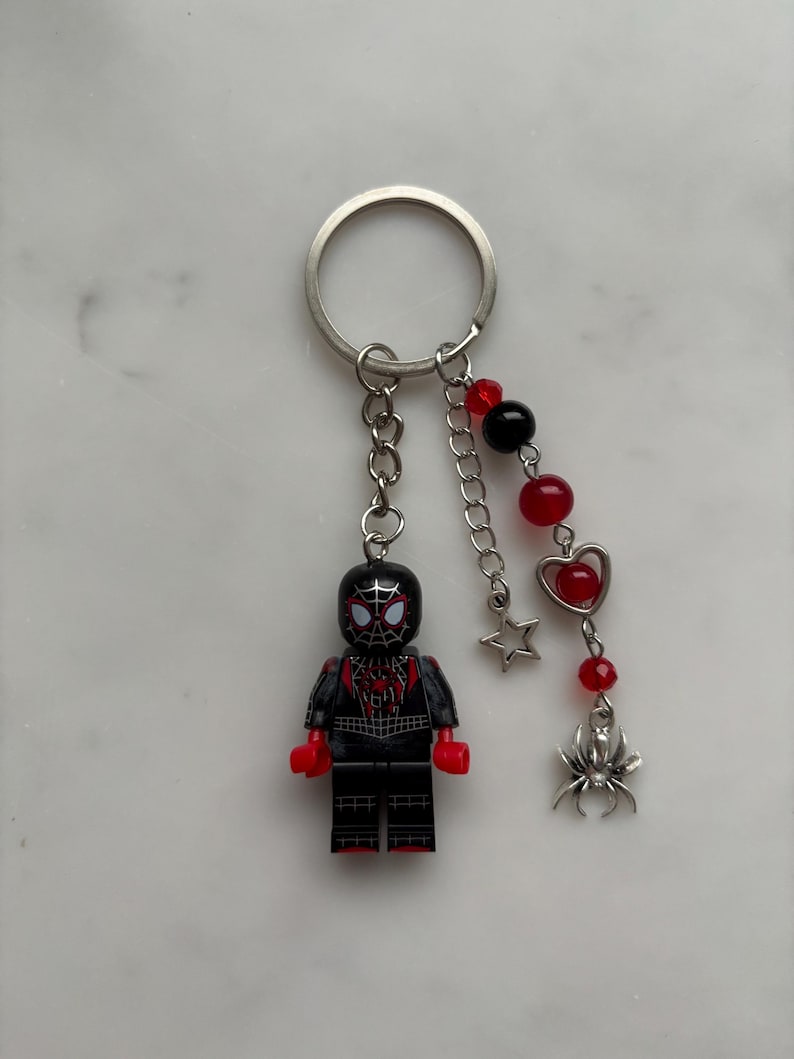 Miles Morales and Gwen Stacy Matching Keychain lego Inspired Etsy