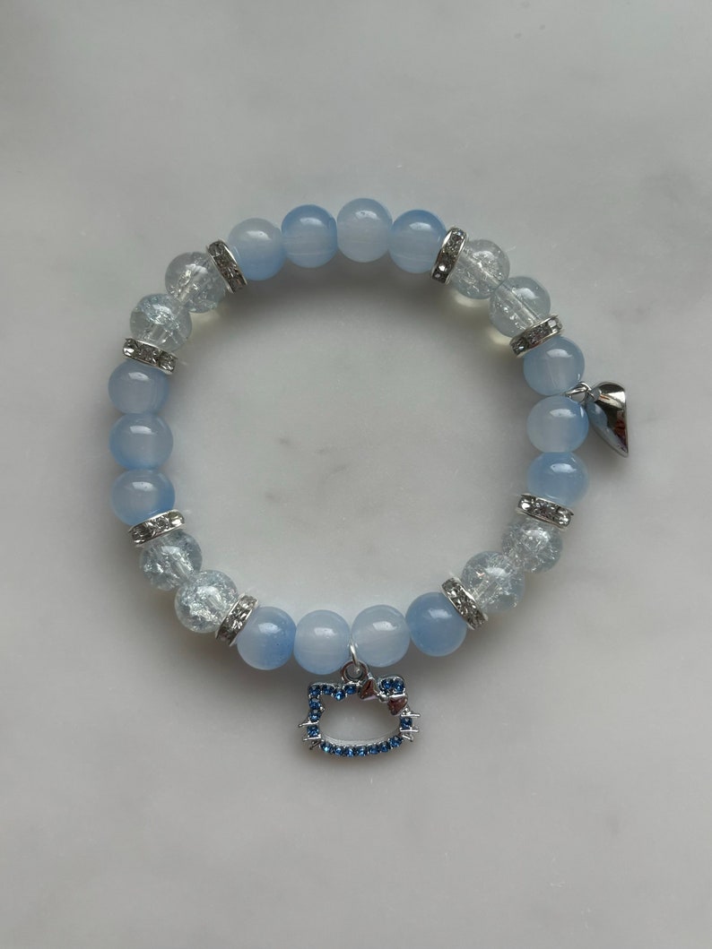 Hello Kitty Matching bracelets with heart magnet Blue