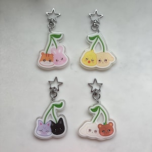 Ateez Aniteez-Inspired Cherry Duo Keychains | Kpop Charms | Fanmade ATEEZ Merch Gift