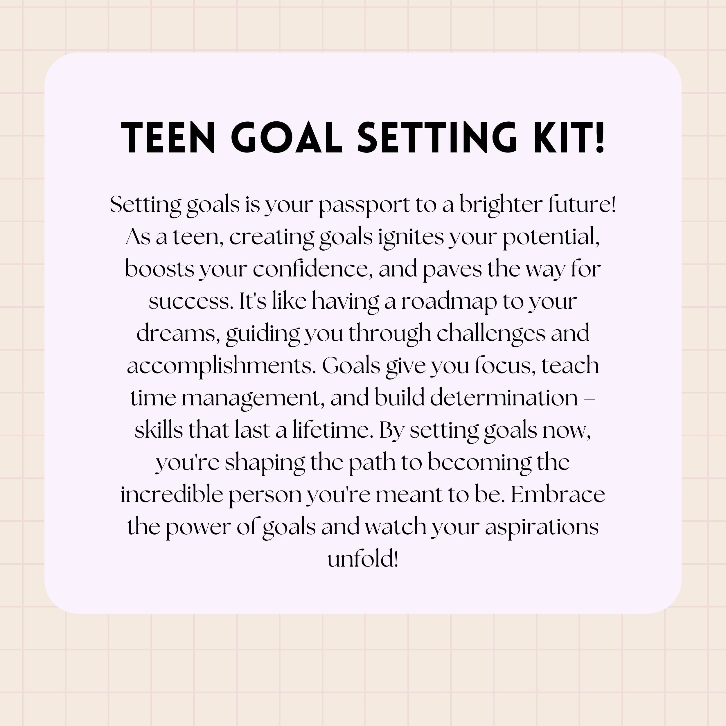 Printable goal setting worksheet goal planning teen goals personal