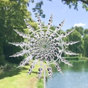 Kinetic Art: Metal Wind Spinner: Copper Dolphins Duett - Solar LED