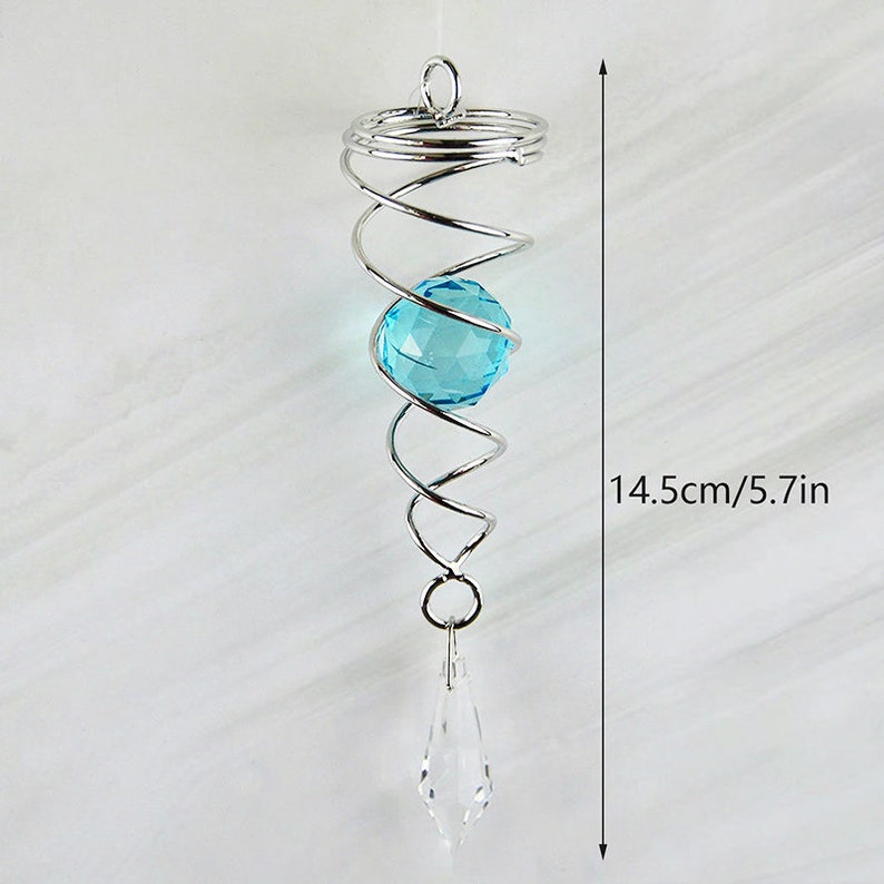 Crystal Gazing Spiral Wind Spinner With Rotating Tail Etsy
