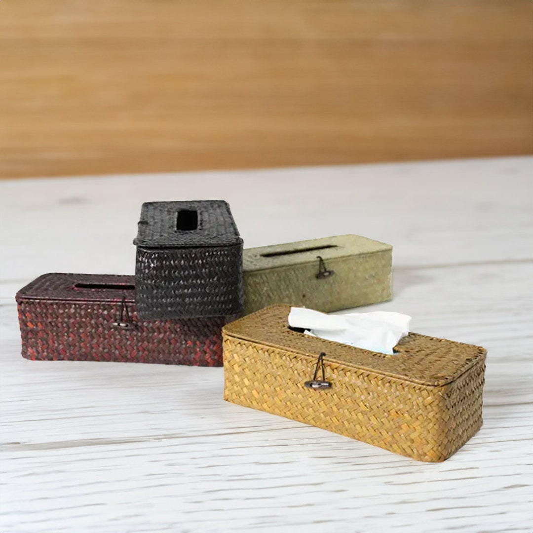 Natural Wicker Tissue Holder Handmade Seagrass Tissue Box Etsy