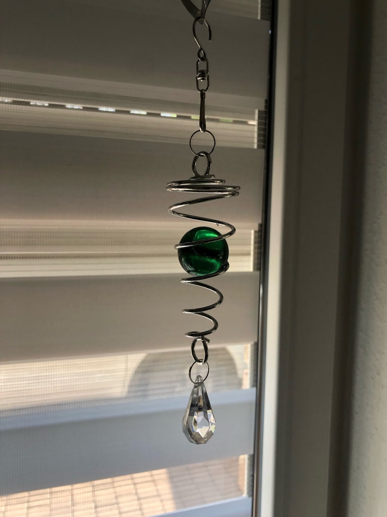 Crystal Gazing Spiral Wind Spinner With Rotating Tail Etsy