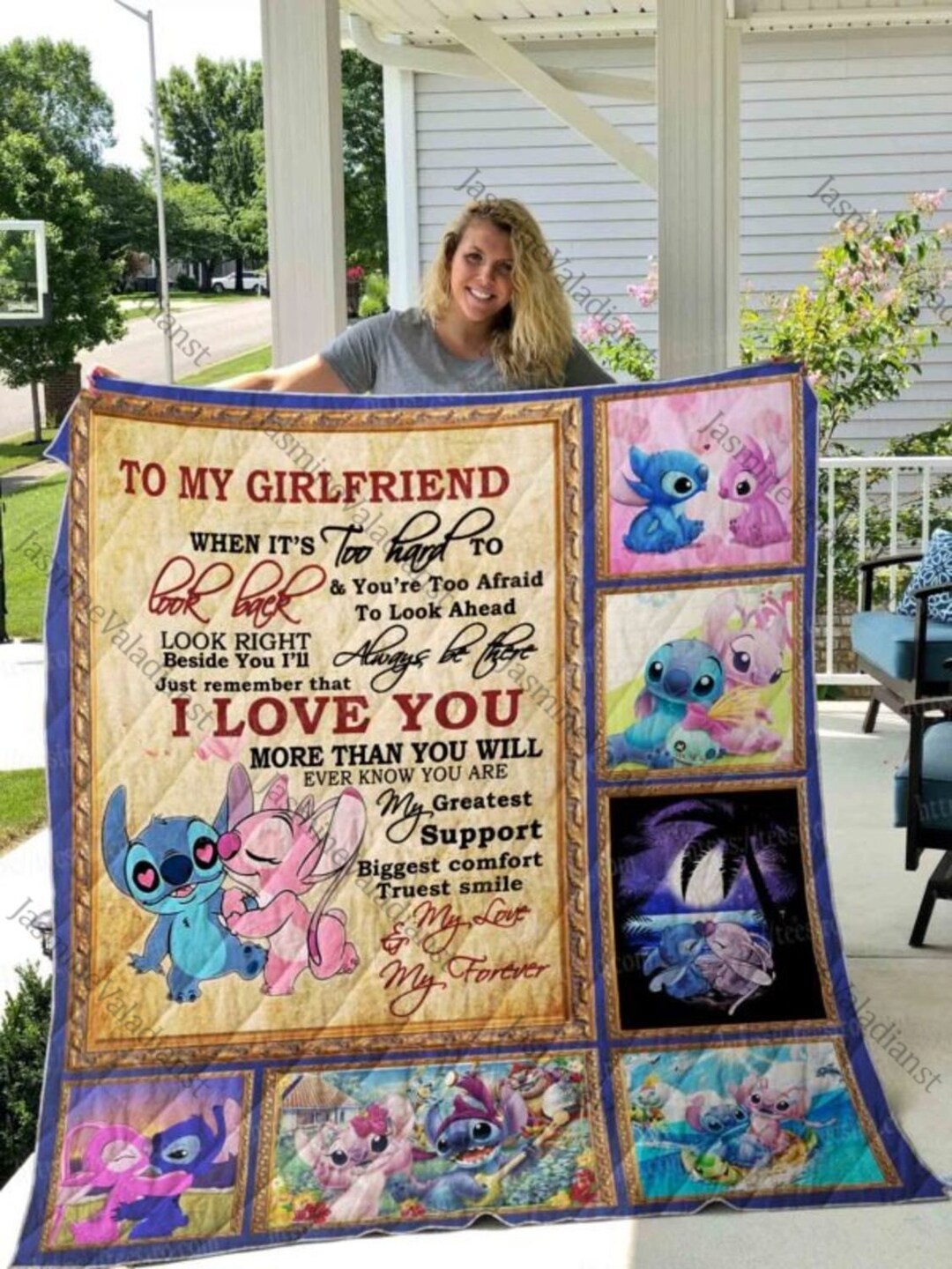 Disney Lilo and Stitch Quilt Blanket Cute Stitch Angel Etsy