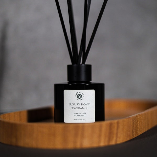 Black Reed Diffuser. Luxury home fragrance. Scent of Citrus&Vanilla. Housewarming gift.