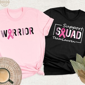 Breast Cancer Warrior Support Squad Shirt, Custom Pink Ribbon Team Tshirt, Cancer Awareness Motivational Team Tee, Breast Cancer Group Shirt