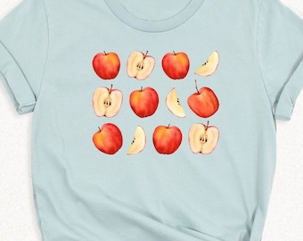 Apple Shirt, Apple T Shirt, Food Shirt, Fall Apple Shirt, Women's Cottagecore Clothing, Fruit Shirt, Vegan Shirts, Apple Lover Shirts