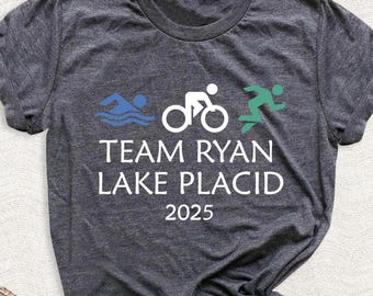 Triathlon Shirt Personalized Sport Team Tshirt, Ironman Triathlon Outfit, Lake Placid Shirt, Marathon Finisher Shirt, Athletic Race Day Tee