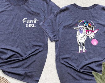 Funny Farm Girl Goat Shirt, Custom Country Girl Tshirt, Cute Goat Kids Tee, Farm Animal Tee, Goat Farmer Outfit, Farm Mama Tee, Farming Tee