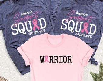 Chemise personnalisée de l'équipe de soutien des guerrières du cancer du sein, t-shirt ruban rose d'octobre, t-shirt motivant le cancer du sein, chemise combattant du cancer du sein