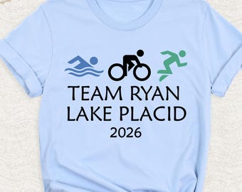 Triathlon Shirt Personalized Sport Team Tshirt, Ironman Triathlon Outfit, Lake Placid Shirt, Marathon Finisher Shirt, Athletic Race Day Tee