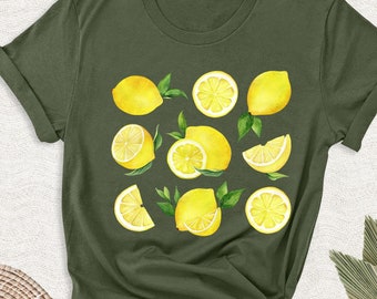 Lemons Summer Shirt, Fruit Lover Tshirt, Holiday Beach Outfit, Gift For Lemon Lovers, Summer Vacation Shirt, Farmer Gift Tee, Botanical Tee