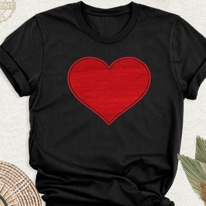 Valentines Day Red Heart Shirt, Couple Love Tshirt, Red Heart Woman Outfit, Birthday Gift Tee, Mothers Day Shirt, Red Heart Valentine Tee