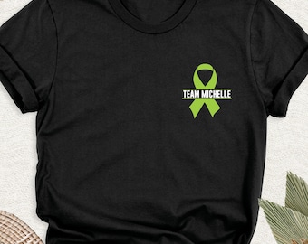 Camiseta de linfoma y cáncer. Camiseta de lazo verde lima. Camisetas de concientización sobre el linfoma y cáncer. Camiseta de equipo contra el cáncer. Camiseta de apoyo al linfoma, personalizada contra el cáncer.